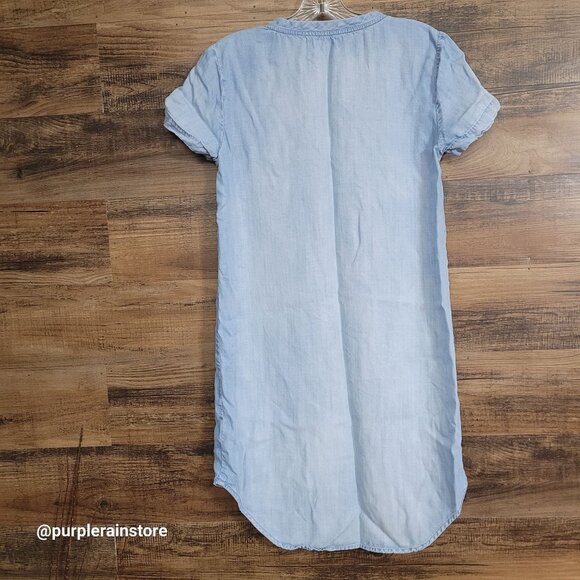 Cloth & Stone Chambray Shirt Dress XS Light Wash Beachy Coastal Minimalist - Picture 2 of 9